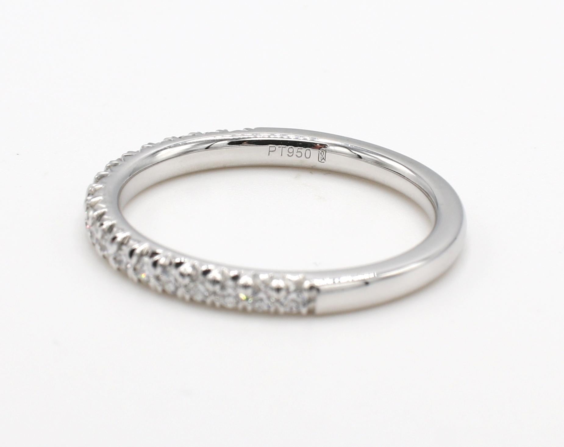 Modern Platinum .20 Carat Round Natural Diamond Half Wedding Band Ring For Sale