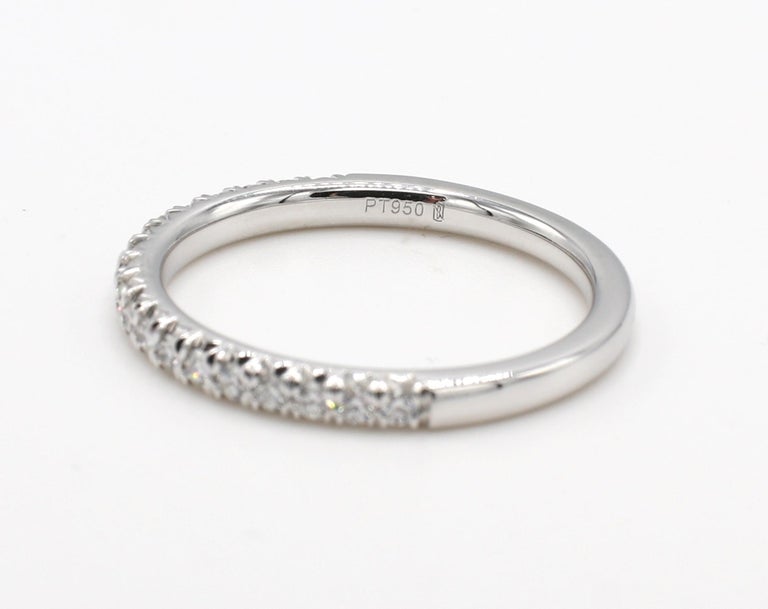 Modern Platinum .20 Carat Round Diamond Half Wedding Band Ring For Sale