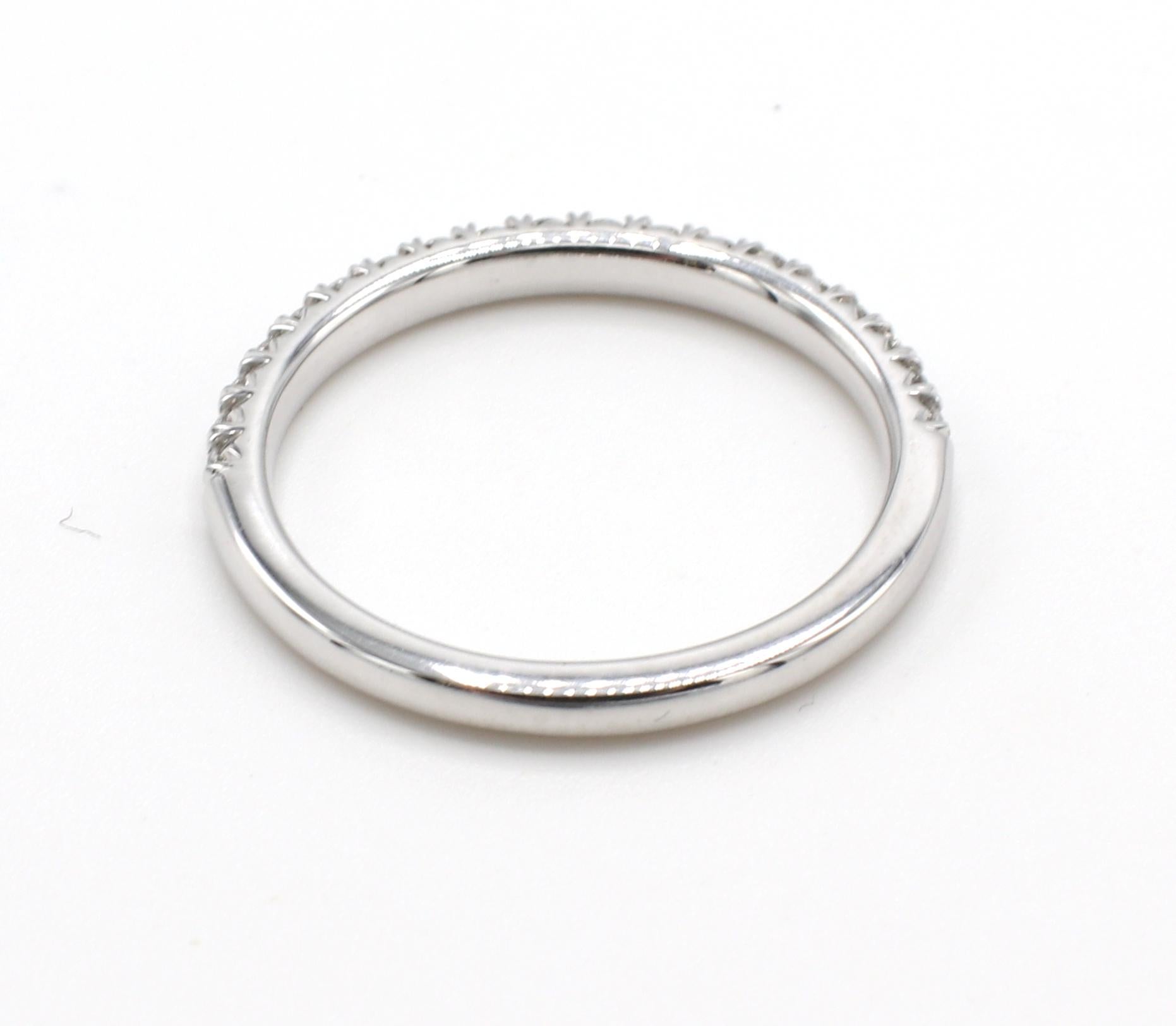 Round Cut Platinum .20 Carat Round Natural Diamond Half Wedding Band Ring For Sale