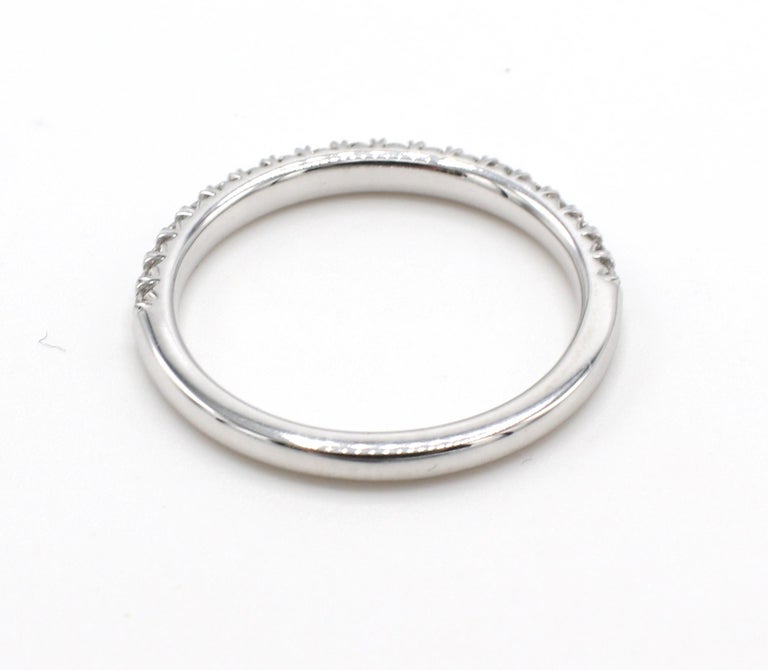 Round Cut Platinum .20 Carat Round Diamond Half Wedding Band Ring For Sale