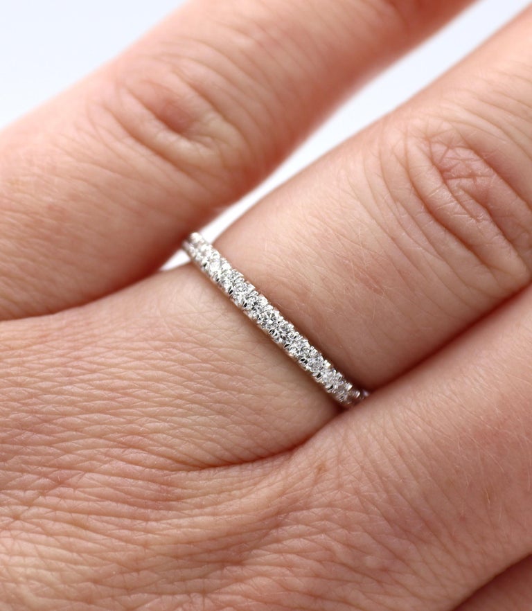 Platinum .20 Carat Round Diamond Half Wedding Band Ring For Sale 1