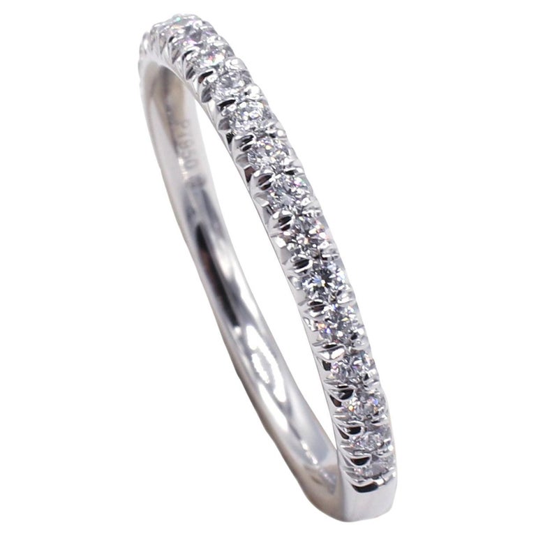 Platinum .20 Carat Round Diamond Half Wedding Band Ring For Sale