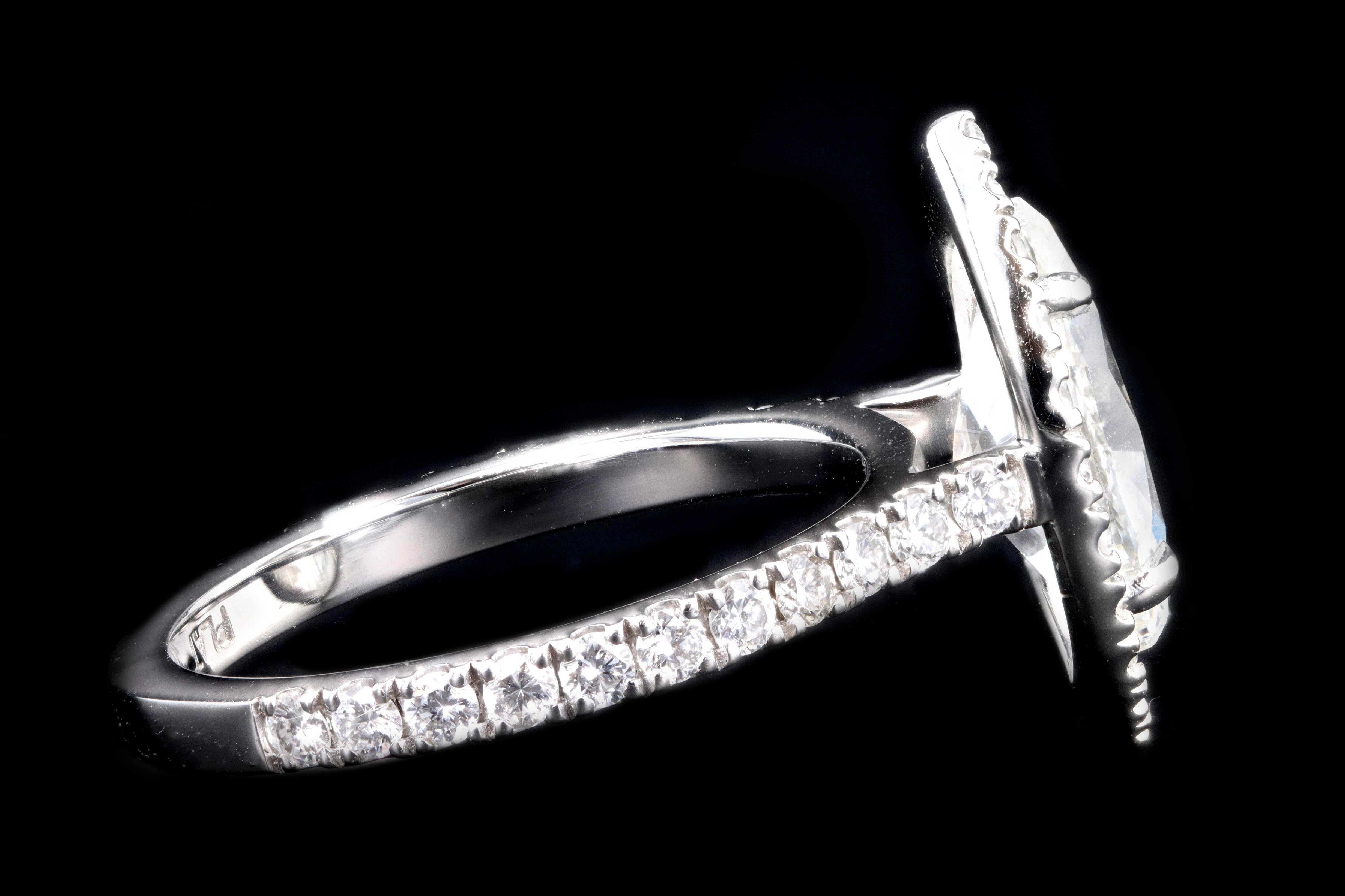 Platinum 2.00 Carat Marquise Cut Diamond Halo Engagement Ring 2
