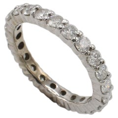 Platinum 2.00 Carat Natural Round Diamond Eternity Wedding Band Ring