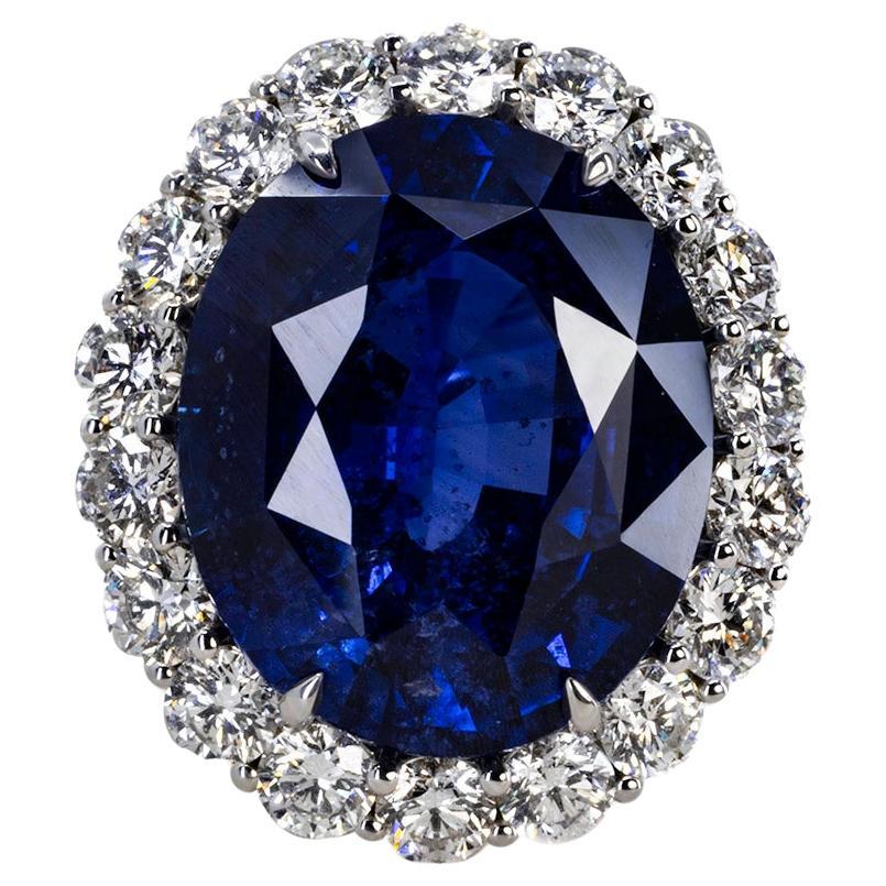 Platinum 20.12 Carat Sapphire Ring For Sale