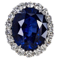 Platin 20,12 Karat Vivid Royal Blue Sapphire Ring