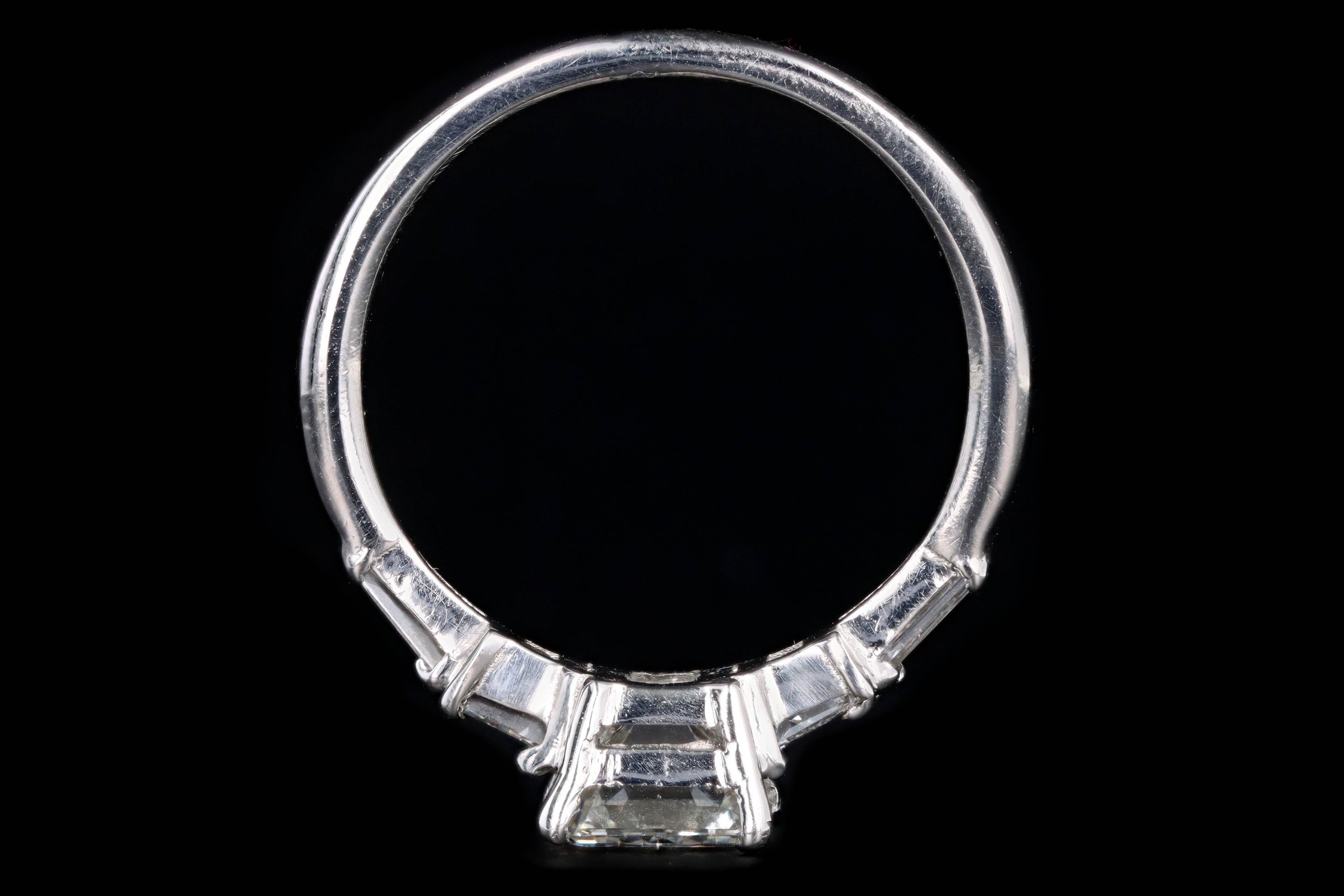 Women's Platinum 2.03 Carat Emerald Cut Diamond Engagement Ring