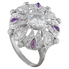 Platinum 2.05ct Diamond Art Deco Flower Ring MF34-021926