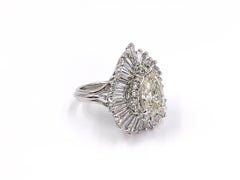 Platinum 2.07 Carat Pear Shape Diamond Ballerina Ring