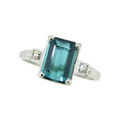 Platinum 2.07ct Teal Genuine Natural Tourmaline and Diamond Ring '#J5111'