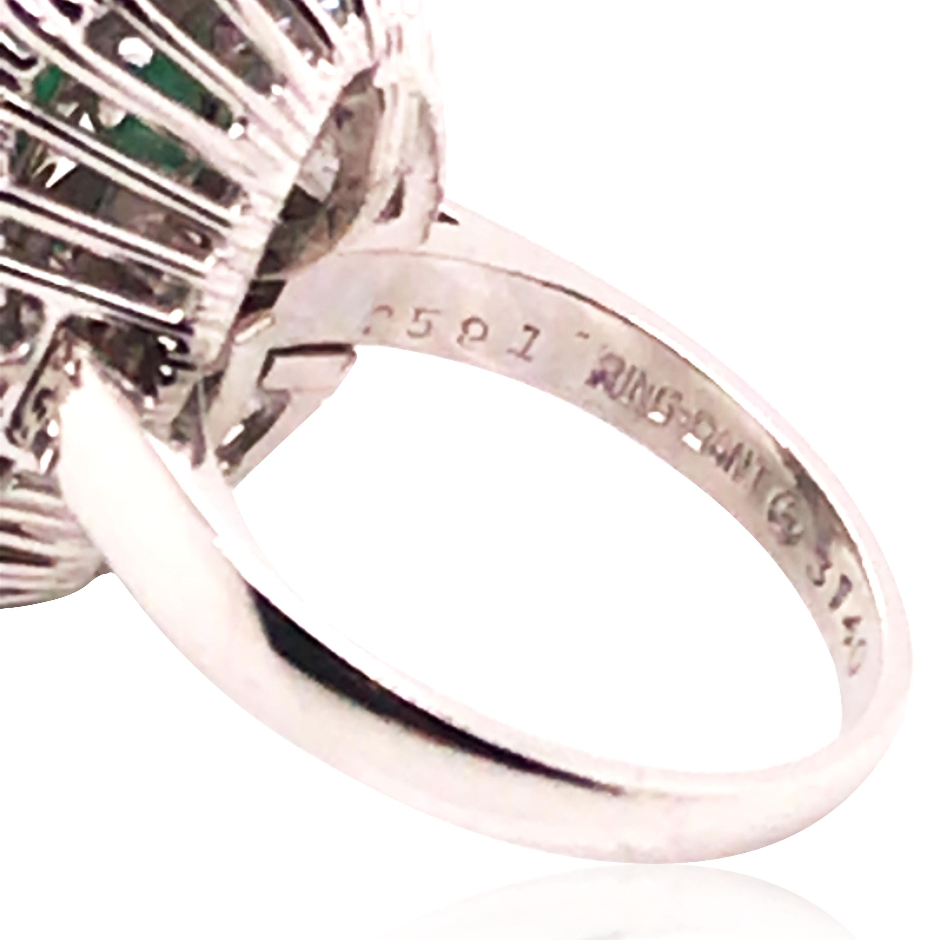 Women's or Men's Platinum 2.08ct Colombia Emerald Diamond Ballerina Ring, AGL For Sale
