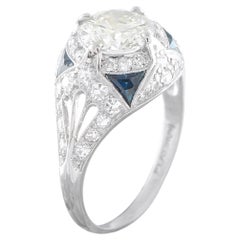 Bague Art Déco en platine avec 2,0ct de diamant et saphir MF24-050126