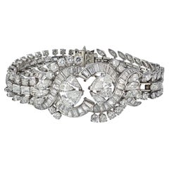 Platin 21.00 cttw Vintage-Armband aus Platin mit Diamanten im Birnen-, Marquise- und Baguetteschliff