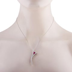 Platinum 2.10ct Diamond and Ruby Kite Pendant Necklace MF35-031626