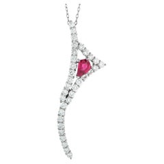 Platinum 2.10ct Diamond and Ruby Kite Pendant Necklace MF35-031626