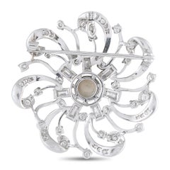 Platinum 2.10ct Diamond Pearl Swirl Brooch MF07-070226