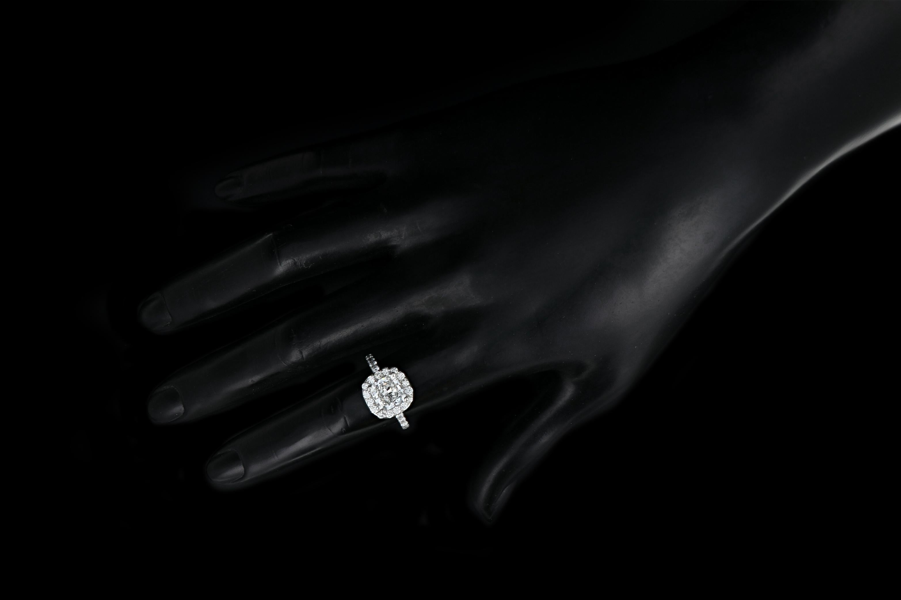 Platinum 2.11 Carat Radiant Diamond Halo Engagement Ring GIA Certified 1