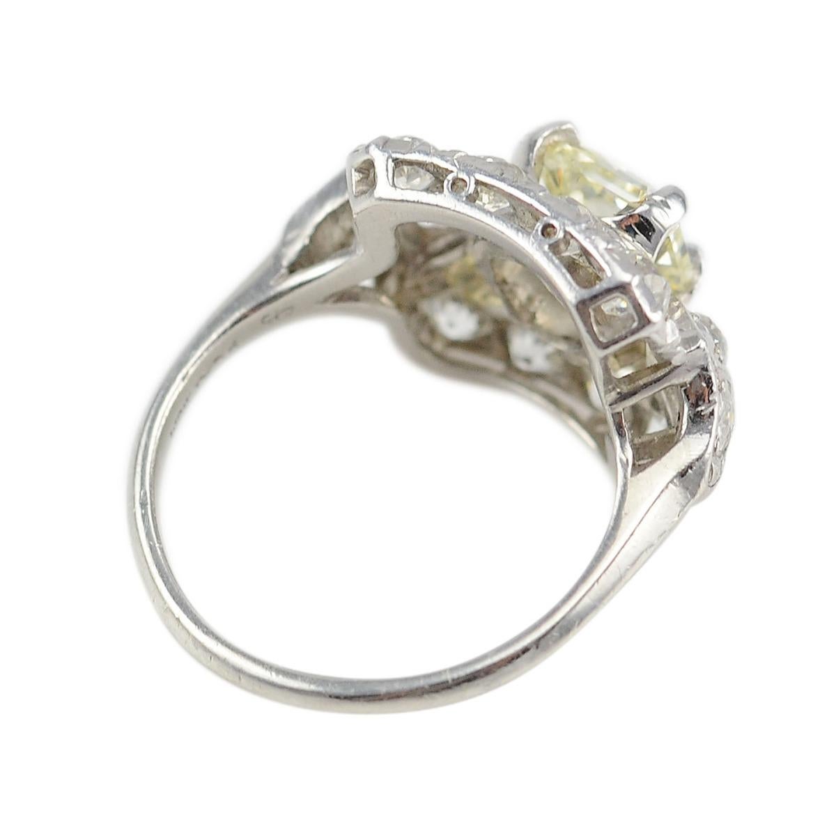 Emerald Cut Platinum 2.13 CTW Diamond Art Deco Ring