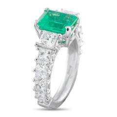 Platinum 2.15ct Diamond and Emerald Ring MF04-012726