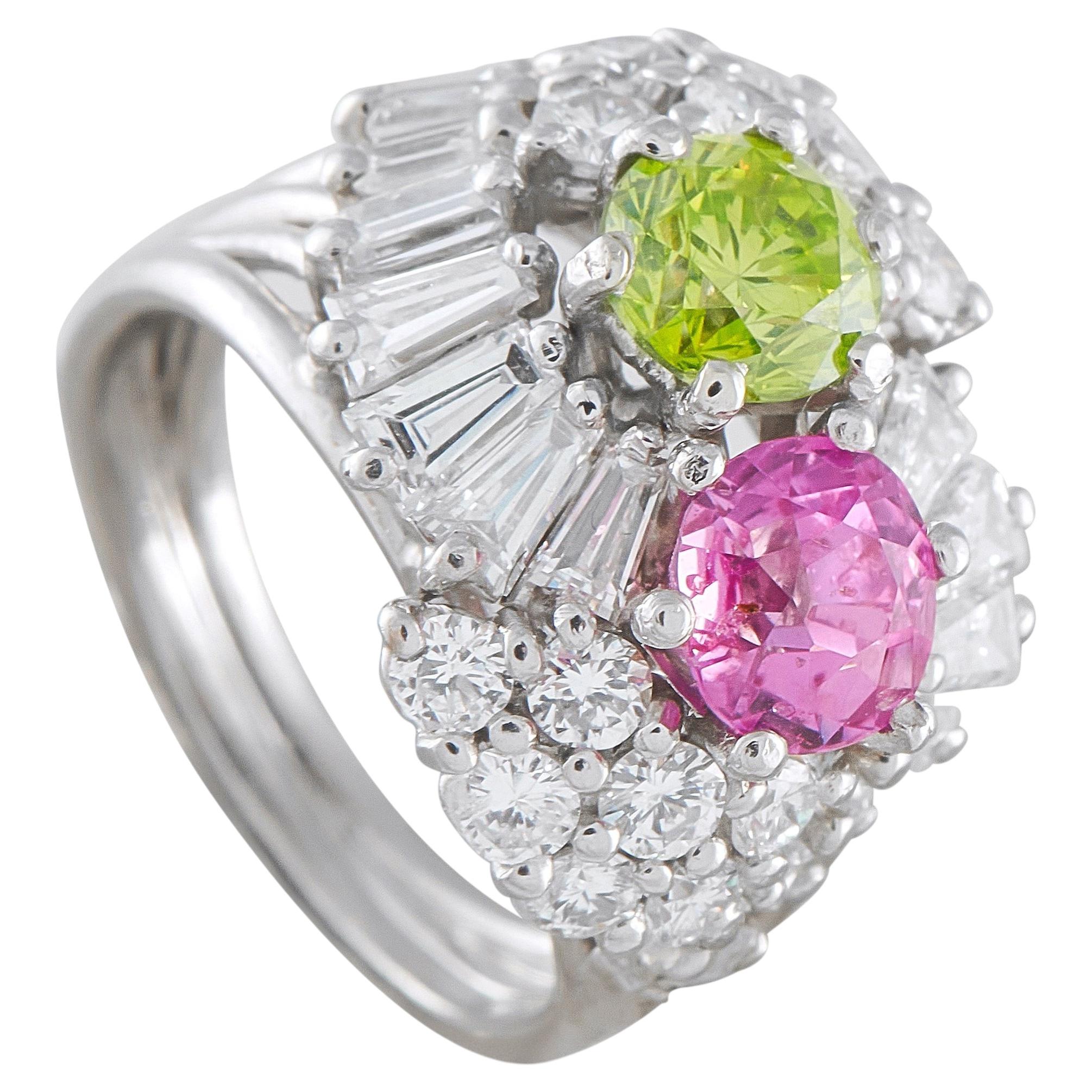 Platinum 2.15ct Diamond and Pink Sapphire Ring MF27-051526