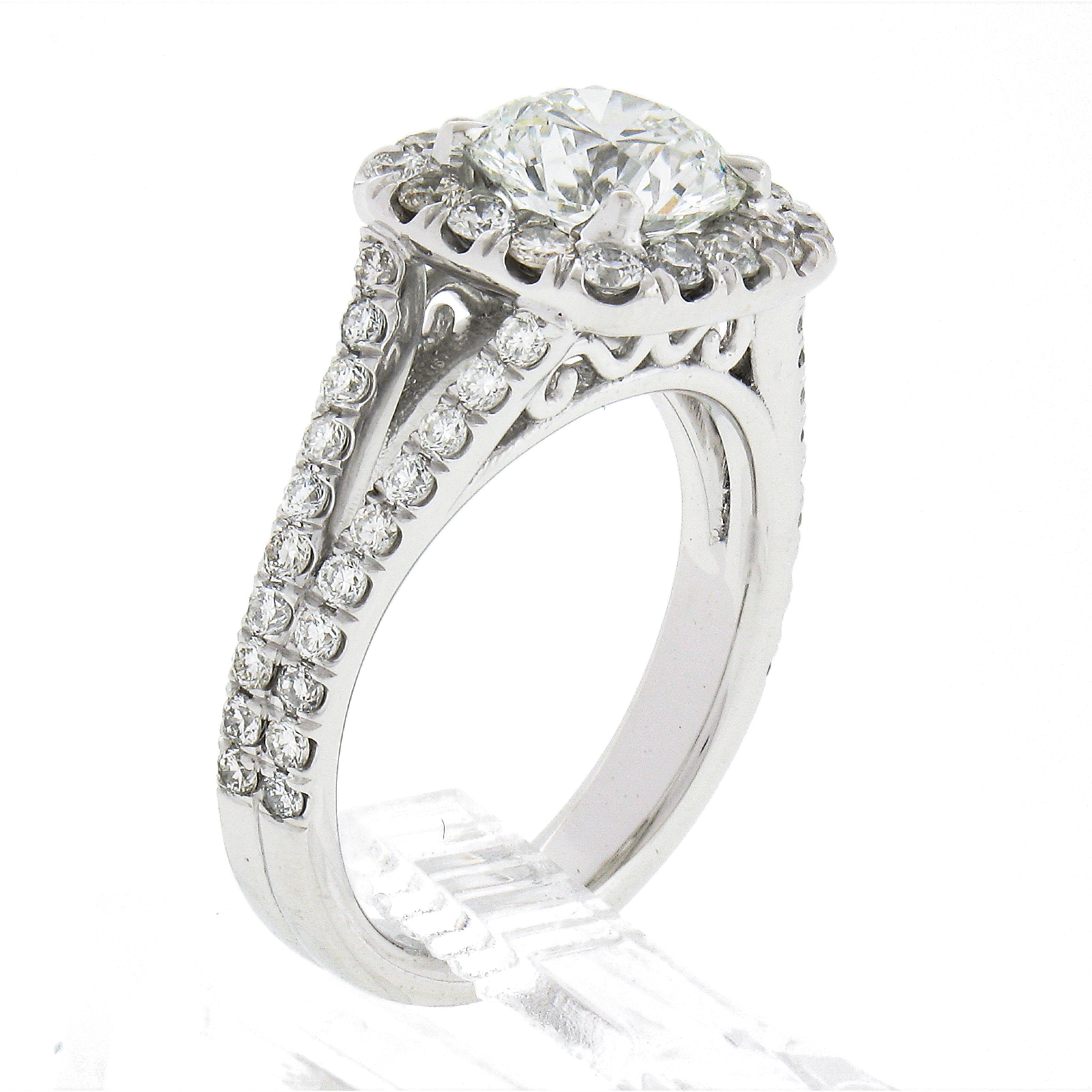 Platinum 2.16ctw GIA Round Brilliant Diamond w/ Halo Split Shank Engagement Ring 5