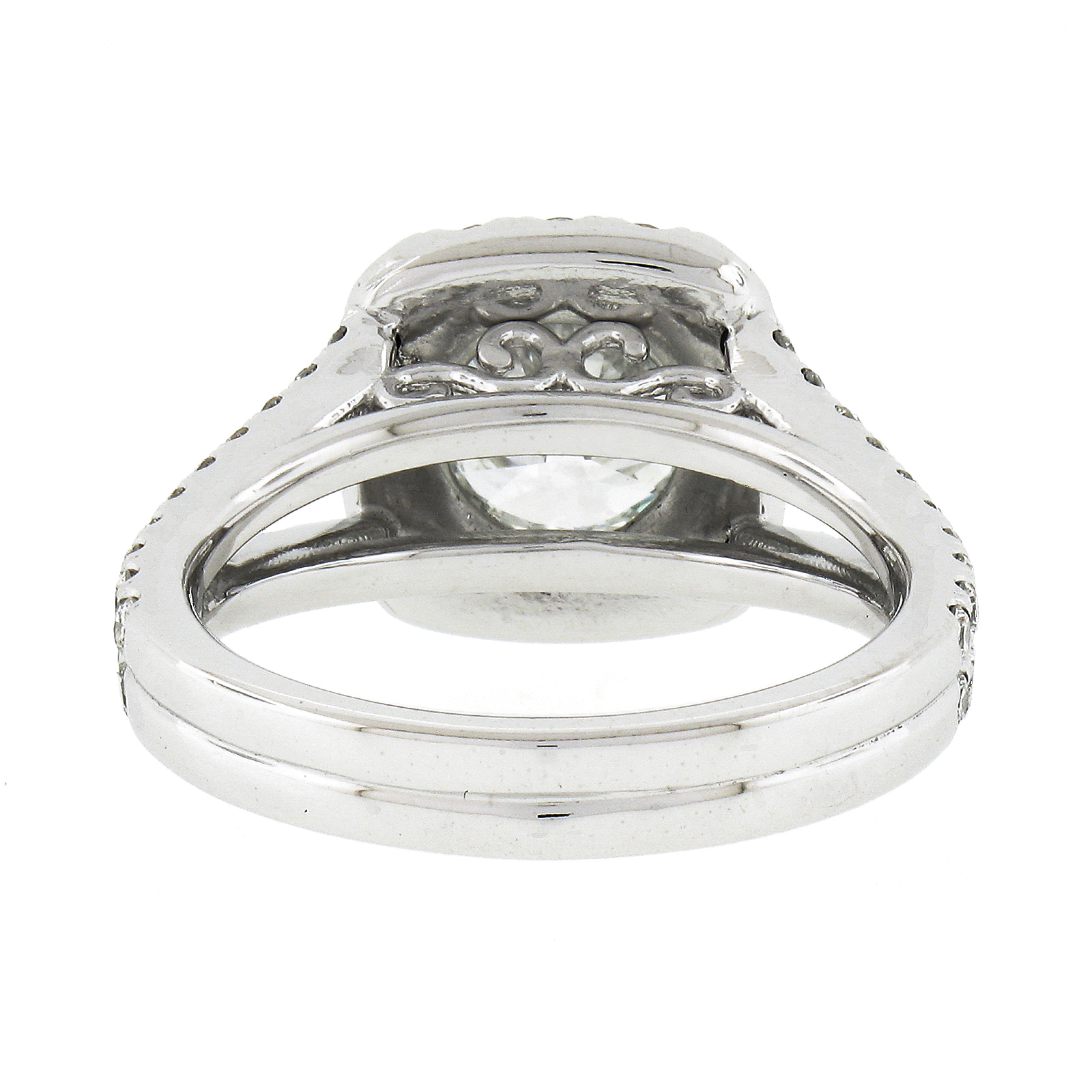 Platinum 2.16ctw GIA Round Brilliant Diamond w/ Halo Split Shank Engagement Ring 3