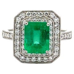 Platinum 2.17 Carat GIA Emerald Diamond Ring
