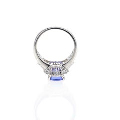 Platinum 2.18 Carat Tanzanite Diamond Halo Ring