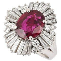 Platinum 2.18ct No-Heat Ruby and 2.00ct Diamond Ballerina Ring, with Certificate