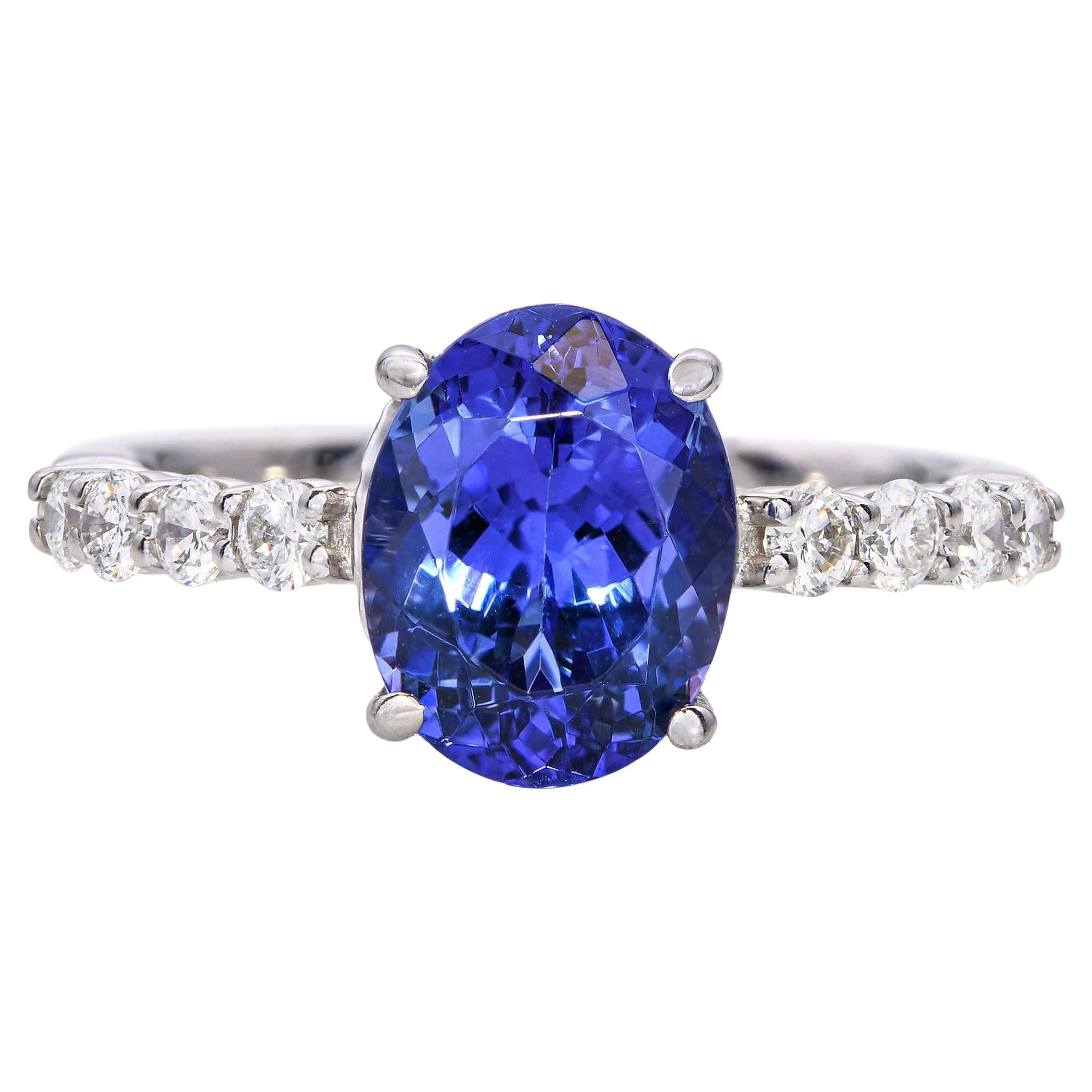 Platinum 2.19ct Tanzanite and Diamond Ring
