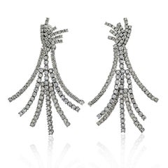 Platinum 22.00cttw Diamond Chandelier Dangling Tassel Earrings