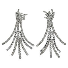 Vintage Platinum 22.00cttw Diamond Chandelier Dangling Tassel Earrings