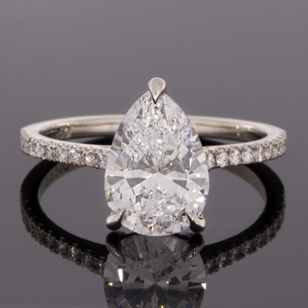 Platinum 2.21 Carat Pear Diamond Solitaire Engagement Ring In Excellent Condition In Columbia, MO
