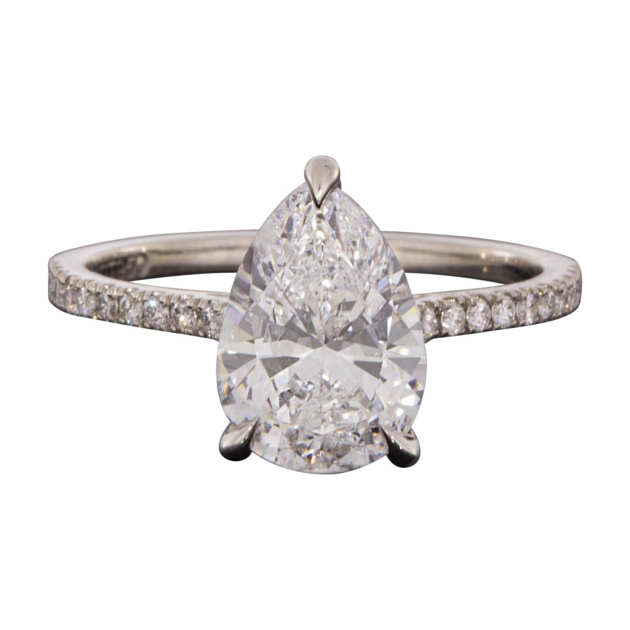 Platinum 2.21 Carat Pear Diamond Solitaire Engagement Ring