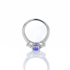 Platinum 2.22 Carat Tanzanite Diamond Oval Three Stone Ring