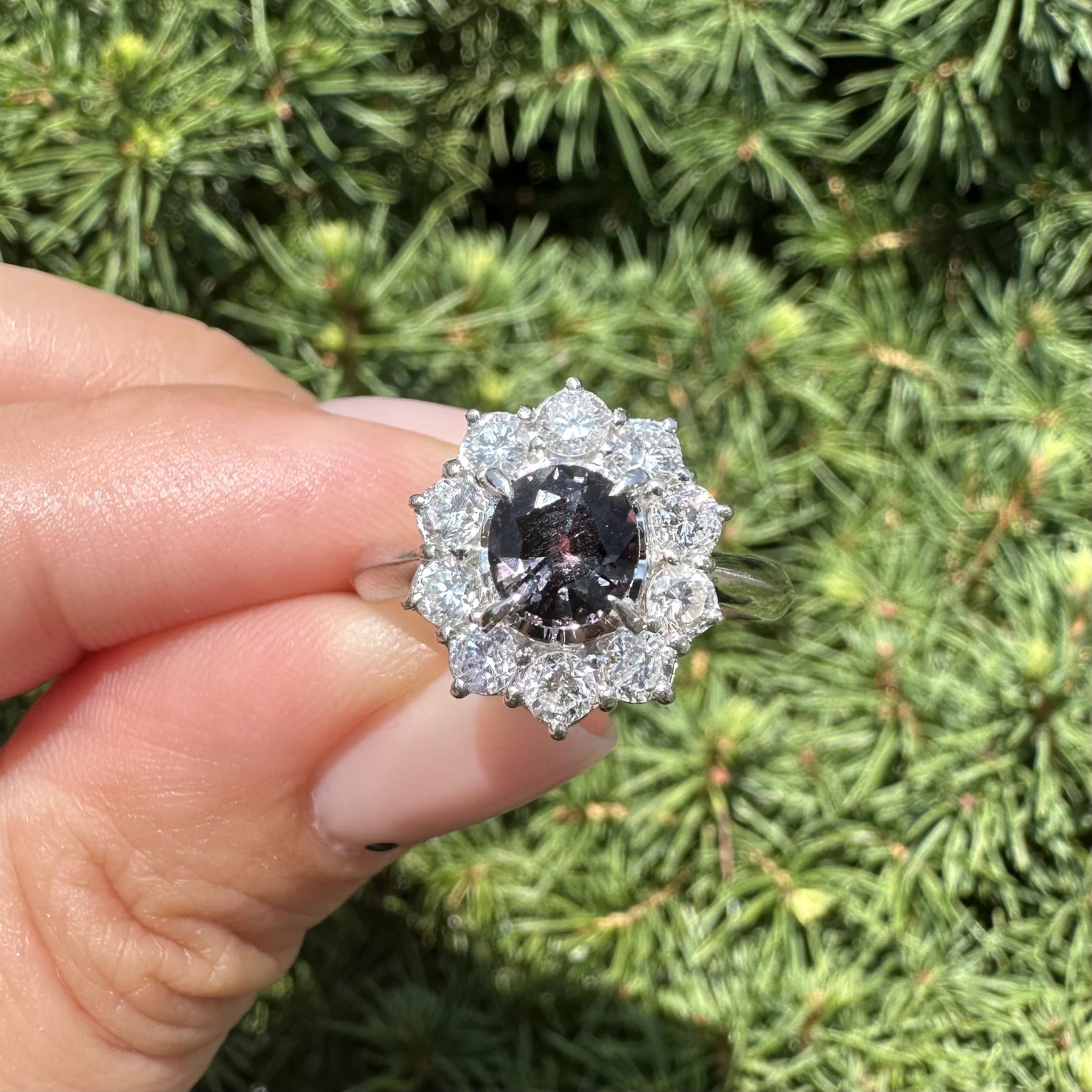Bague en platine 2.22ctw No Heat Violet Purple Pink Color Change Sapphire Diamond en vente 6