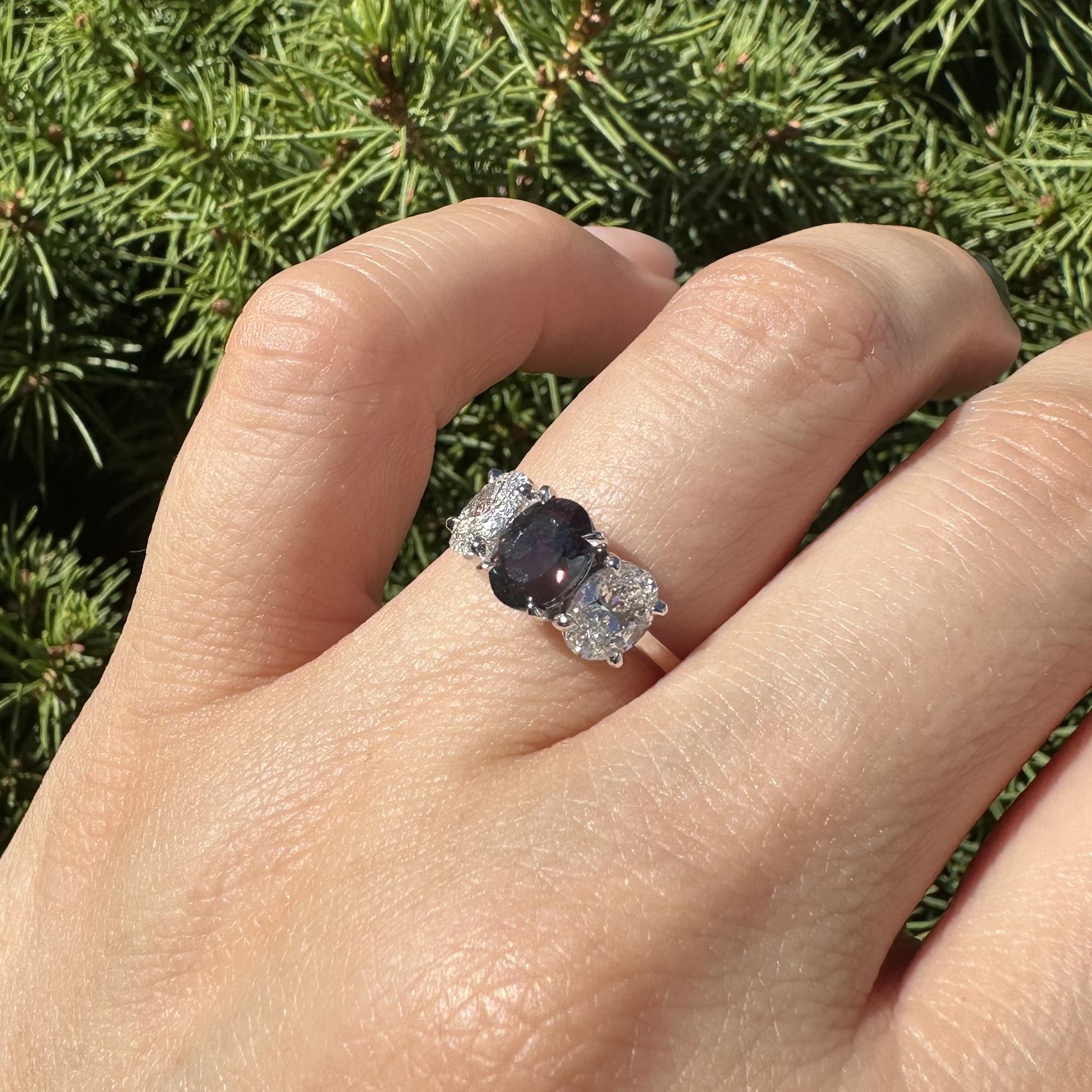 Bague ovale en platine 2.23ctw AGL Best Color Change Brazil Alexandrite Diamond 3 en vente 14