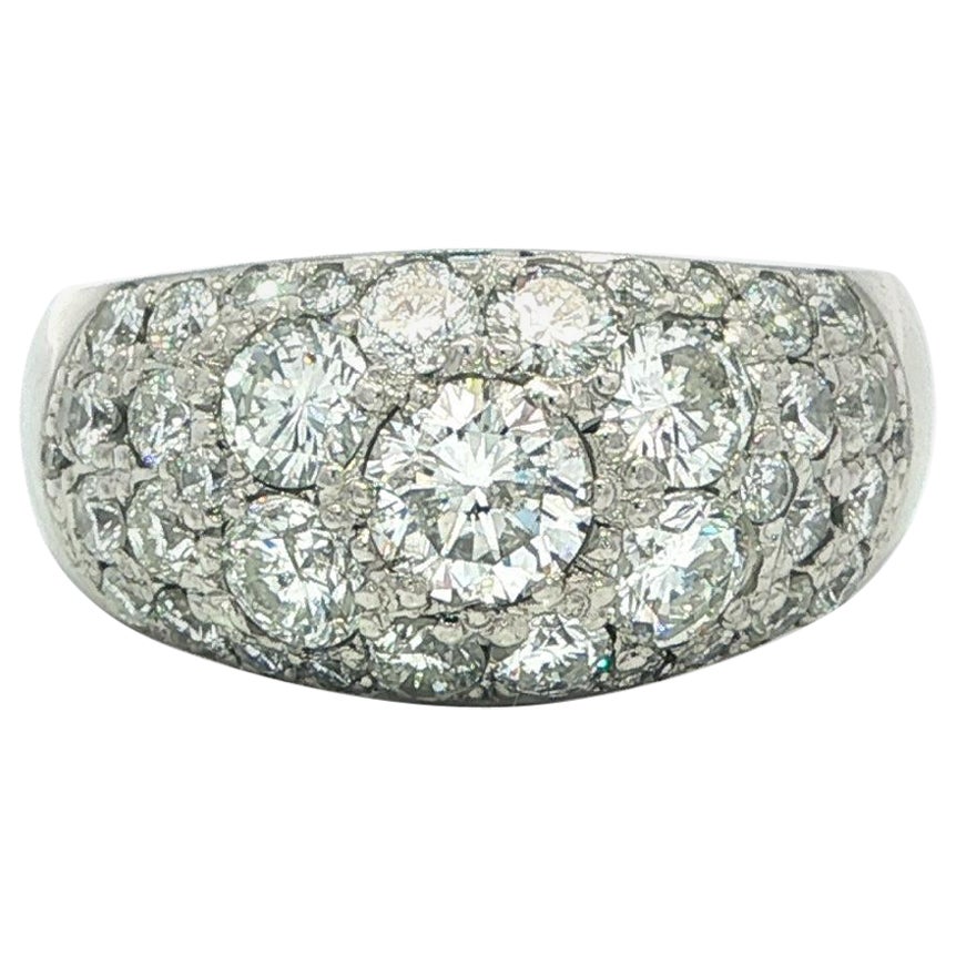 Platinum 2.23ctw Large Round Pave Set Diamonds Domed Band Ring For Sale