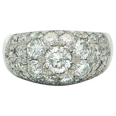Platinum 2.23ctw Large Round Pave Set Diamonds Domed Band Ring