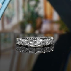 Platinum 2.25 Ct. Emerald Cut Half Eternity Ring with Pave F-G Color VS1 Clarity
