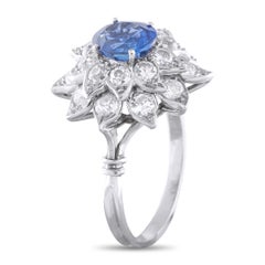 Platinum 2.25ct Diamond and Ceylon Sapphire Flower Ring MF29-021826