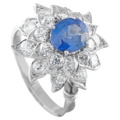 Platinum 2.25ct Diamond and Ceylon Sapphire Flower Ring MF29-021826