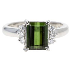 Platinum 2.26 Carat Green Tourmaline Diamond Ring