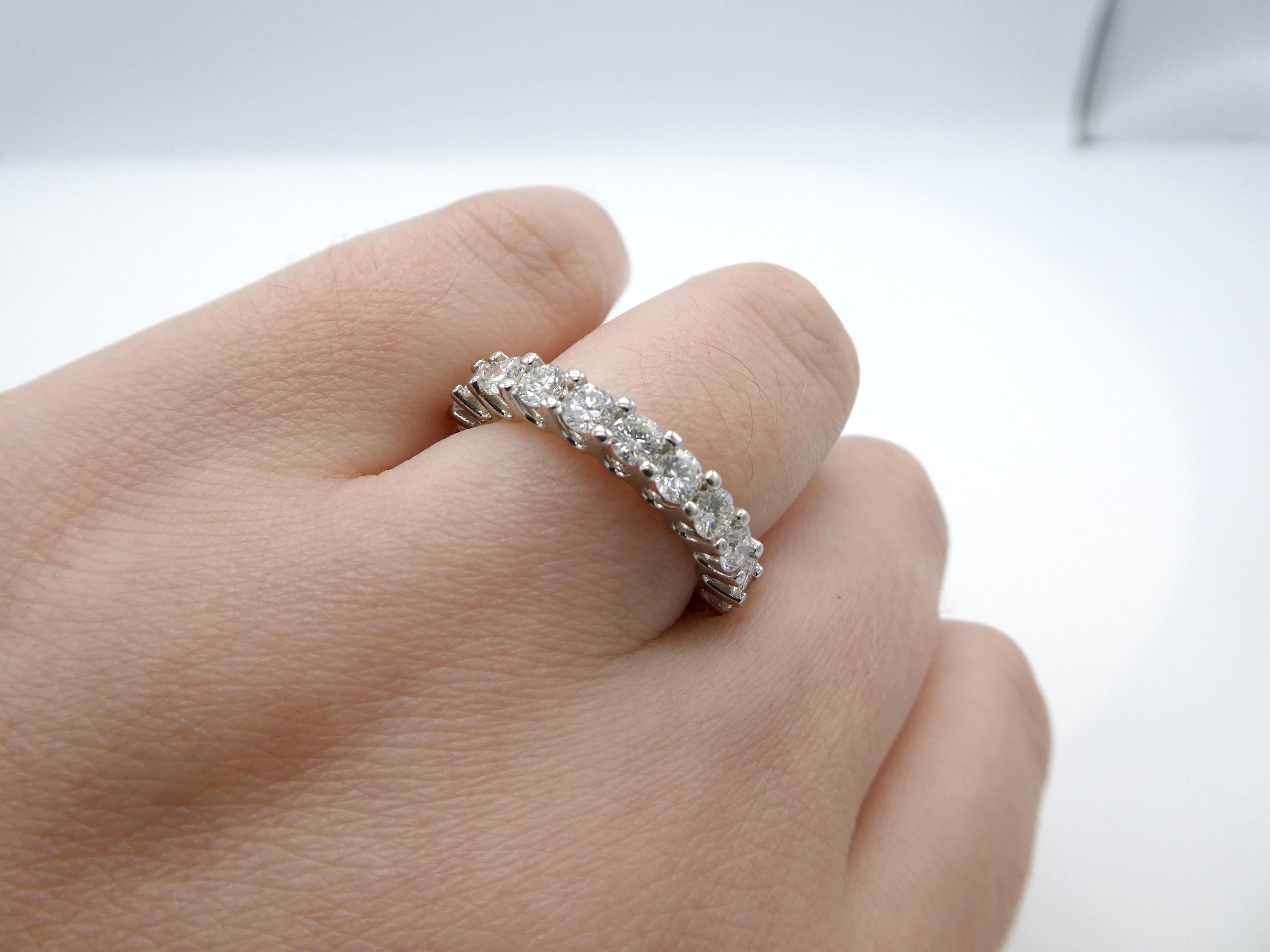 Platinum 2.30 Carat Round Natural Diamond Eternity Wedding Band Ring In Excellent Condition In  Baltimore, MD