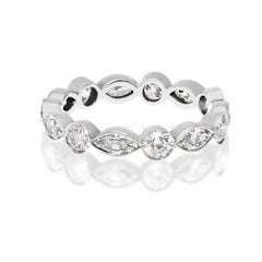 Platinum 2.31cttw Bezel Set Round And Marquise Cut Diamond Eternity Ring