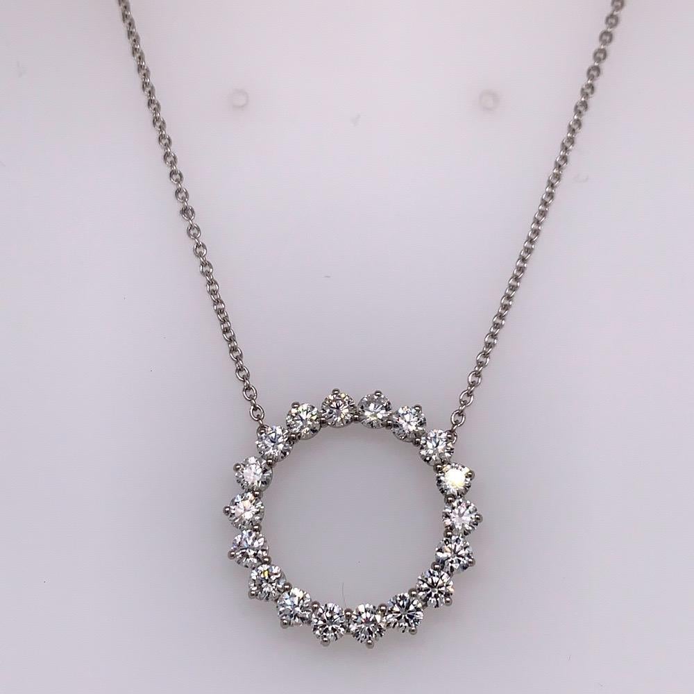 Women's Platinum 2.32 Carat Natural Colorless Round Brilliant Diamond Modern Pendant For Sale