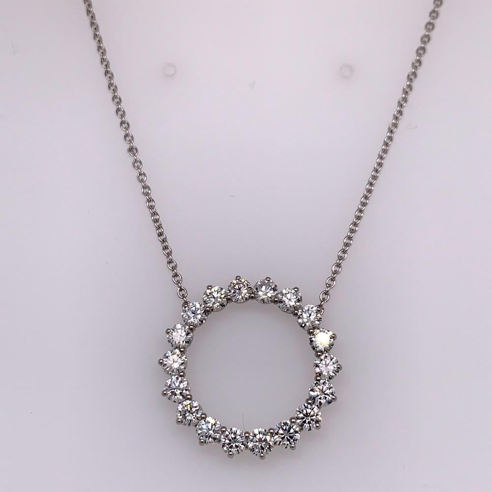 Platin 2,32 Karat natürlicher farbloser runder Brillant-Diamant Moderner Anhänger Damen im Angebot