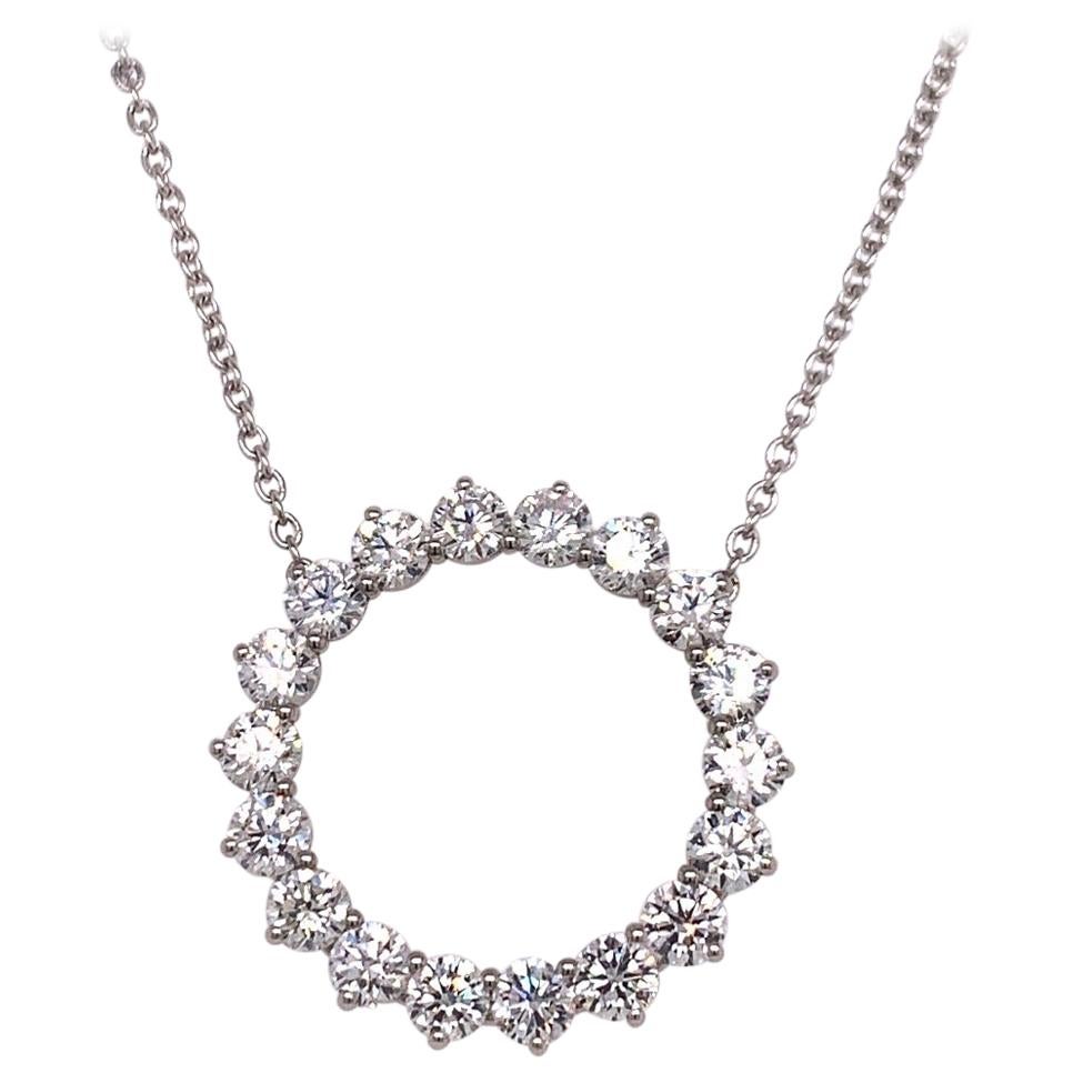 Platinum 2.32 Carat Natural Colorless Round Brilliant Diamond Modern Pendant For Sale