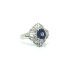 Platinum 2.33ct GIA Color Change Ceylon No Heat Sapphire Diamond Ballerina Ring