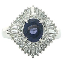 Platinum 2.33ct GIA Color Change Ceylon No Heat Sapphire Diamond Ballerina Ring